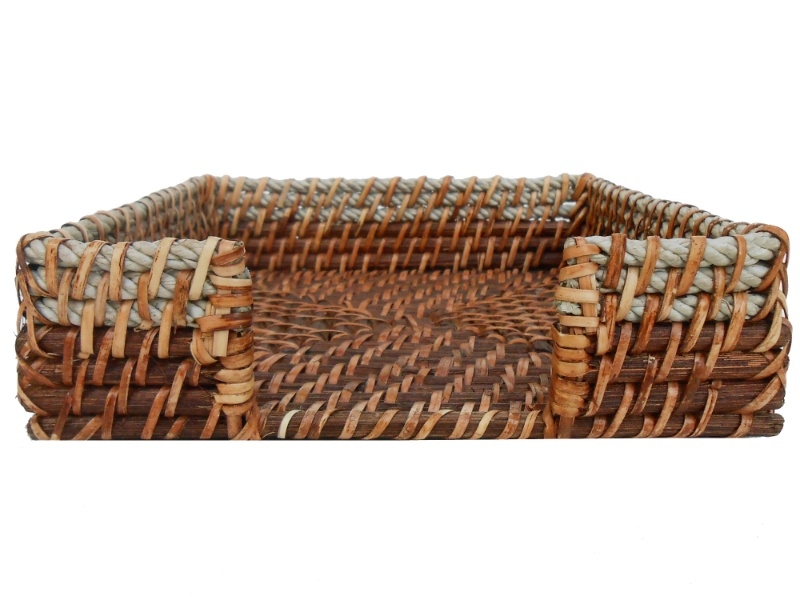 Premium Rattan Napkin Holder with Rope Rim - Handwoven Dining Essential